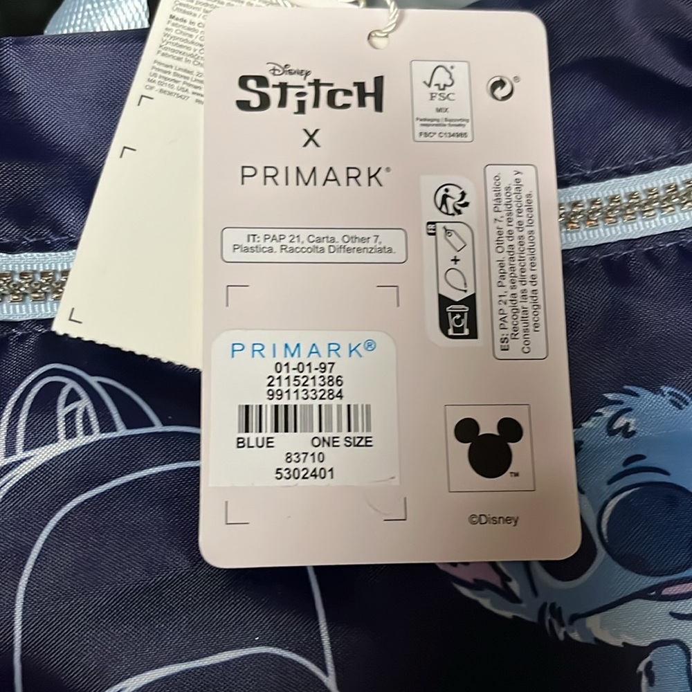 Primark Stitch Kids Backpack - Navy and Light Blue - Picture 9 of 9